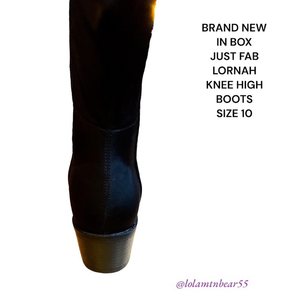 BRAND NEW JUST FAB KNEE HIGH BLK BOOTS-SOFT SILKY/STRETCH BACK & FLAT HEEL-SZ 10 - Picture 11 of 16